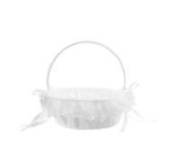 Gatuida Panier De Fleurs De Mariage en Dentelle Blanche avec Poignée pour Décoration De Fête De Mariage
