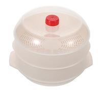 Gatuida Panier vapeur pour micro-ondes : cuiseur vapeur à 2 niveaux avec passoire amovible et couvercle pour légumes, poisson, pain, boulettes de poisson