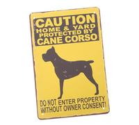 Gatuida Panneau D'avertissement Rétro Lettres Visibles pour Chien en Fer Jaune et Trous Pré-percés, Décoration Légère pour Jardin ou Usage Commercial