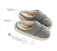 Gatuida Pantoufles Chauffants Électriques USB pour Pieds Pantoufles en Peluche Grises Doublure Chaude Réutilisables pour Maison Bureau et Hiver 1 Paire
