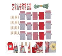 Gatuida Paquet à Pendentif Calendrier de Noël 1-24 en Feutre Lot de 24 Set de Paquet à Cordon pour Bonbons et Présents Décorations Suspendues pour Maison Bureau et Couleur Aléatoire