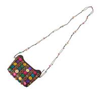 Gatuida Paquet Bandoulière Ethnique en Coque de Noix Orné de Perles Colorées Petit Paquet Fourre-Tout Bohème en Paille Tressée pour Femme pour Voyage d'Été et Usage Quotidien