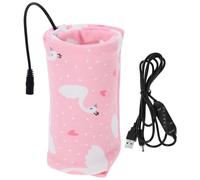Gatuida Paquet Chauffant pour Biberon USB Minuterie Manchon Isolant pour Lait Maternel Chauffage Réglable Paquet Isotherme Portable Rose Clair Motif Oiseau Blanc pour Sorties et