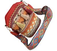 Gatuida Paquet Seau Bandoulière Ethnique pour Femmes Paquet en Tissu Rouge Brodé Franges Bohème pour Téléphone Portable Shopping et Voyage