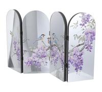 Gatuida Paravent Décoratif Pliant 4 Panneaux en Acrylique Léger Design Vintage Fleurs et Oiseaux pour Maison et Salon de Thé Élégant
