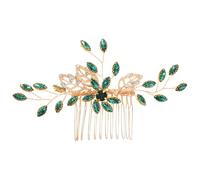 Gatuida Peigne à Cheveux de Mariée en Alliage Strass Verts Accessoire de Tête Artisanal Fait Main Épingle Latérale Décorative pour Coiffure de Mariage Traditionnelle Maintien Sécurisé
