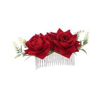 Gatuida Peignes à Cheveux Fleuris Taille Unique en Tissu Velours Rouge, Accessoire Floral Polyvalent pour Mariage et Fête, Épingle à Cheveux Décorative Légère et Résistante