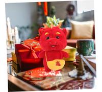 Gatuida Peluche Dragon Année Dragon Rouge Mascotte Traditionnelle Costume Décoratif Multifonction pour Nouvel an Coussin et Figurine