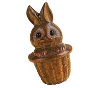 Gatuida Pendentif Lapin Bois Naturel Sculpté Petit Ornement Suspendu Décoratif pour Sac Porte-clés et Jardin Miniature Cadeau Charmant pour Femmes et Famille