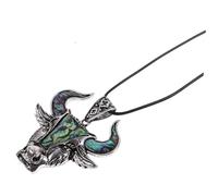 Gatuida Pendentif Tête de Buffle Métal Incrusté Abalone Charme DIY Bijoux Vintage Punk Résistant pour Collier Accessoire Mode