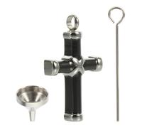 Gatuida Pendentif Urne en Acier Inoxydable Croix 3 Pièces Mini Entonnoir et Aiguille, Bijou Commémoratif pour Cendres D’Animaux de Compagnie, Kit Compact pour Collier Funéraire