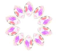 Gatuida Perles de Verre Soi-même 10 Pcs 38 Mm Ab Œil de Cheval Transparent Irisé pour Rideau de Perles Décoratif Diy, Breloques Brillantes Percées pour Loisirs Créatifs et Décoration