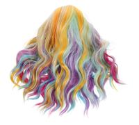 Gatuida Perruque Courte Colorée Sirène Cheveux Synthétiques Bouclés et Ondulés Légère et Facile à Entretenir Cosplay Halloween Fête pour Femmes et Filles