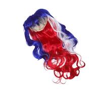 Gatuida Perruque longue et bou pour femme, idéale pour le cosplay - Perruque ondulée longue avec drapeau américain, accessoire de coiffure vibrant pour carnaval, rave, match de football et