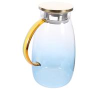 Gatuida Pichet Verre avec Couvercle Inox Ergonomique Bleu Dégradé Verseur Anti-goutte pour Eau Froide Carafe Facile à Verser Cadeau pour Maison