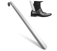 Gatuida Pied à Chaussure Long Acier Inoxydable Corne Métallique Ergonomique pour Hommes et Femmes Outil Confortable pour Enfiler Chaussures sans Effort