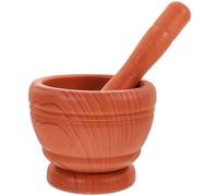 Gatuida Pilon à Ail Manuel Bol en Plastique Effet Bois, Petit Format, Ensemble Ustensiles la Cuisine pour Piler Épices et Piments, Broyeur Rapide et Facile à Nettoyer, la Cuisine Maison