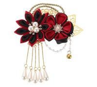 Gatuida Pince à Cheveux Fleurie Style Chinois Pince à Cheveux à Pompon Floral Style Kimono Japonais Accessoire De Coiffure Vintage Hanfu Pour Femmes Et Filles