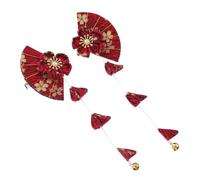 Gatuida Pince à Cheveux Japonaise Éventail Rouge Pompon Tissu Alliage De Zinc Pour Femme Usage Quotidien Fête Mariage