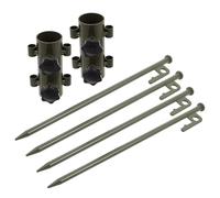 Gatuida Piquets de Tente en Métal Vert Armée avec Fixations Réglables pour Poteaux de Support, Lot de 6 Set de Pièces pour Camping, Randonnée et Fixation de Bâches