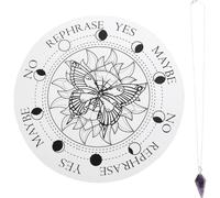 Gatuida Planche à Pendule de Radiesthésie en Bois Sculpté 2 Pièces Pendentifs Blanc et Rose, Outil de Divination pour Débutants, Décoration Mystique Maison et Présents Ésotériques