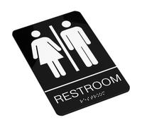 Gatuida Plaque de Salle de Bain Unisexe Acier Inoxydable avec Braille Auto Adhésive Signalétique Tactile pour Porte ou Mur Décoration Fonctionnelle et pour Bureaux et Publics
