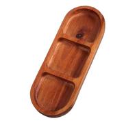 Gatuida Plateau Bois Acacia Compartiments pour Sauces et Condiments Petit Plat de Service Polyvalent pour Apéritifs Barbecue et Petit-déjeuner