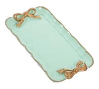 Gatuida Plateau de Service Décoratif Vert Clair en Résine Rectangulaire | Style Vintage, Surface Lisse Résistante à L’usure, pour Macarons, Collations, Tables de Desserts