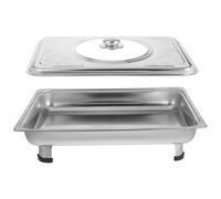 Gatuida Plateau de Service Rectangulaire Facile à Ranger Capacité Modérée en Acier Inoxydable avec Couvercle pour Buffet Self-service Cuisine Traiteur