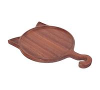Gatuida Plateau en Bois Marron, Forme Chat, pour Tarte, Bord Relevé | Texture Naturelle, Finition Lisse et Simple, Présentation de Desserts, Usage Maison ou Boutique