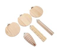 Gatuida Plateforme d'escalade en Bois Naturel pour Hamster et Chinchilla, Jouet 6 Pièces Compact et Léger, Échelle et Tremplin pour Cage, Usage Ludique pour Petits Animaux de Compagnie