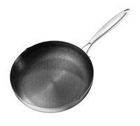 Gatuida Poêle à Frire en Acier Inoxydable 26 Cm Nid D’abeille Antiadhésive, Wok Ménager Léger Manche Ergonomique, Ustensile Cuisine Polyvalent pour Gaz et Cuisson Maison