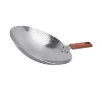 Gatuida Poêle Wok En Acier Inoxydable 22 Cm Poignée En Bois - Cuisson Épicée, Fruits De Mer Et Sautés, Ustensile Cuisine Professionnel