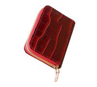 Gatuida Porte-Cartes Femme Style Pierre, Pochette Zippée en Simili Cuir Rouge, Compact et Léger, Petit Portefeuille de Voyage pour Cartes Multiples, Monnaie et Extérieur, Format Passe-Partout
