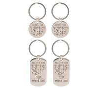 Gatuida Porte-clés avec tableau du code Morse (lot de 4), en acier