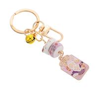 Gatuida Porte-Clés Chat Japonerie en Céramique et Alliage Pendentif Amulette Maneki Neko Doré Breloque Décorative pour Paquet à Main Accessoire Présent pour Femmes et Filles