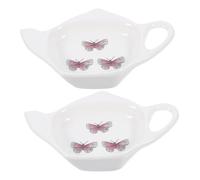Gatuida Porte-sachets de Thé en Céramique Blanc de Théière, Lot de 2, Plat pour Sachets de Thé, Accessoire Sûr et Élégant pour Poser Sachet Après Infusion