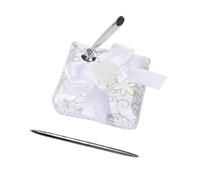 Gatuida Porte-stylo de Mariage en Carton Dense avec Stylo Blanc Orné D'un Grand Nœud Élégant, Accessoire Raffiné pour Signature et Décoration de Réception, Présent Invité Mariage