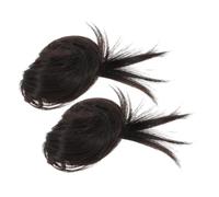 Gatuida Postiche Chignon à Clips Noir 2 Pièces Faux Chignon en Fibre Haute Température et Plastique Volume Boost, Maintien Sûr, pour Femmes, Usage Quotidien et Fêtes