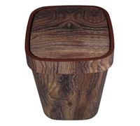 Gatuida Poubelle à Bascule Imitation Bois Marron Corbeille à Déchets Rustique pour Salle de Bain Cuisine et Salon Petite Poubelle Compacte avec Motif Bois Vintage Facile à Nettoyer