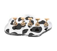 Gatuida Présentoir à Ongles Petit Format 5 Pièces Motif Vache En Acrylique Doré Support Pour Faux Ongles Base De Manucure Pratique Pour Formation Nail Art Salon D'esthétique