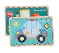 Gatuida Puzzle Bois Éducatif pour Tout Petits Apprentissage avec Formes Excavatrice et Voiture de Police Jeu Construction an Garçon Fille