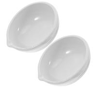 Gatuida Récipient D'évaporation en Céramique Blanc 2pcs avec Fond Plat et Bec Verseur, Résistance Élevée la Température, pour Expériences Chimiques et Recherche Scientifique