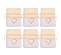 Gatuida Sachet à Cordon en Dentelle Ajourée Lavande Blanc 6 Pièces Paquet à Bonbons de Mariage Sachet Parfumé pour Présents et Décoration D’Événements
