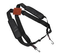 Gatuida Sangle de Tambour Double Réglable en Polyester et Cuir pour Djembé Adulte, Bandoulière Noire et Marron, Accessoire Confortable Anti-glisse pour Percussion Africaine, Instrument