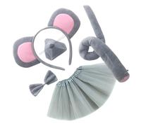 Gatuida Serrage-tête Oreilles Souris Gris 4 Pièces Ensemble Tissu Doux Garçon Et Filles Costume Souris Garçon Fête Déguisement Jupe Tulle Gris