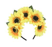 Gatuida Serrage-tête Tournesol Jaune Taille Unique Bandeau Élastique Fleur Artificielle Pour Fête Hawaïenne Carnaval Photo Vacances