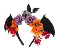 Gatuida Serre-tête Halloween Ajustable avec Chauve-souris et Fleurs Serre-tête Jour des Morts avec Crâne Décoratif pour Costume Masqué et Fête Costumée