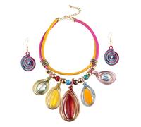 Gatuida Set de Bijoux pour Femmes Collier Ras Du Cou et Boucles Oreilles à Crochet Parure Élégante Colorée Cadeau pour Mariage et Occasions Spéciales
