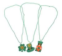 Gatuida Set de Colliers Verts Saint Patrick Pendentifs Trèfle, Chapeau et Lutin Lot de 3 en Feutre Accessoires Festifs Confortables pour Garçon et Filles et Adultes la Fête